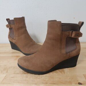 UGG Waterproof Suede Wedge Ankle Boots Brown Women’s Size 9.5